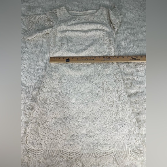 Anthropologie | White Charleston Lace Overlay Mini Scalloped Trim Dress - Picture 10 of 11